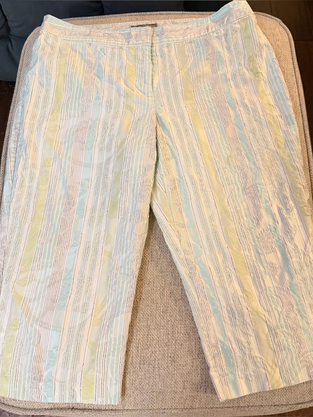 Tommy Bahama Pastel Striped Capris in Mint, Yellow & White